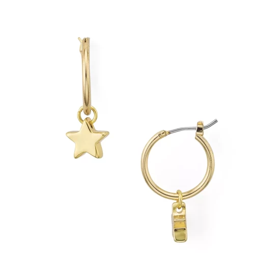 Hot Sale ๐ AQUA Dangling Star Charm Hoop Earrings - 100% Exclusive Gold ๐
