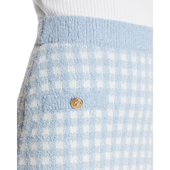 Best deal 👏 AQUA Checkered Knit Mini 👗 Skirt - 100% Exclusive Blue 🎉 - Image 6