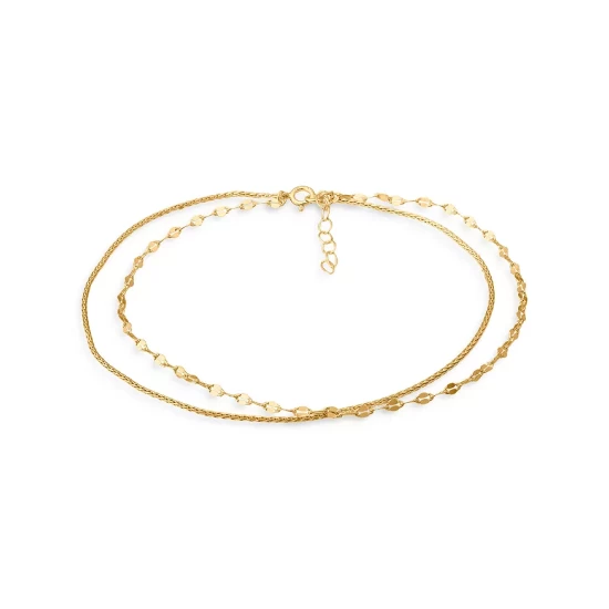 Best Pirce 🎁 AQUA Double-Row Chain Anklet- 100% Exclusive Gold ⭐