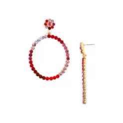 Best Sale 🛒 AQUA Multicolor Hoop Drop Earrings - 100% Exclusive Red/gold 🔔