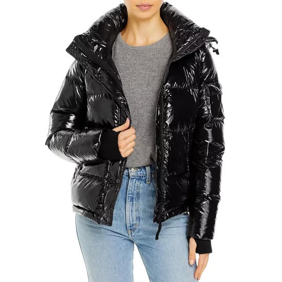 Outlet 😉 AQUA Lacquer Ella Down Puffer Jacket - 100% Exclusive Onyx 😍 - Image 9