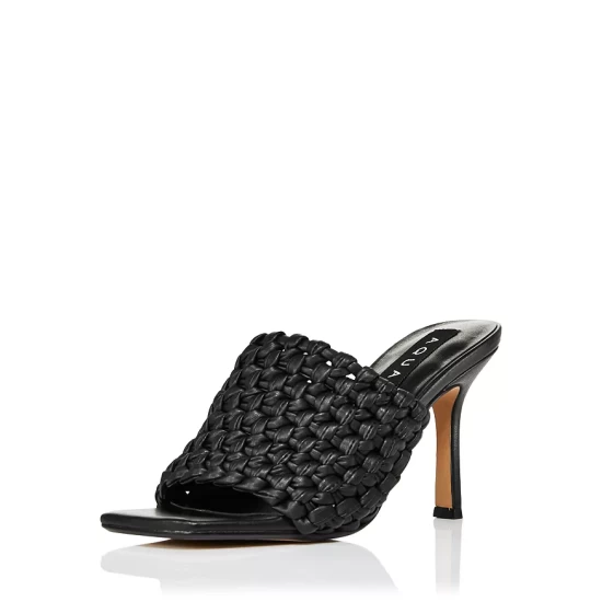 Best Pirce โ๏ธ AQUA ๐ฉ Women's Katy Woven Low Heel Slide ๐ฉด Sandals - 100% Exclusive Black ๐