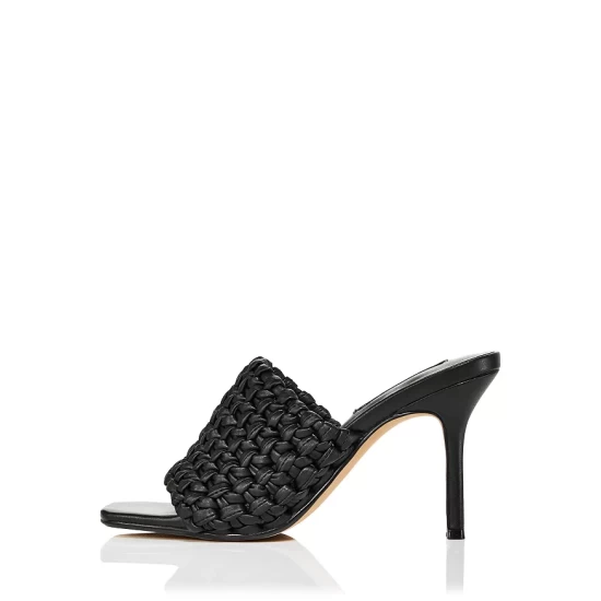 Best Pirce โ๏ธ AQUA ๐ฉ Women's Katy Woven Low Heel Slide ๐ฉด Sandals - 100% Exclusive Black ๐ - Image 2