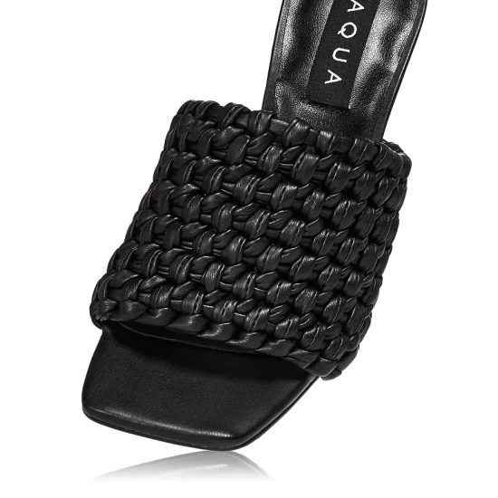 Best Pirce โ๏ธ AQUA ๐ฉ Women's Katy Woven Low Heel Slide ๐ฉด Sandals - 100% Exclusive Black ๐ - Image 5