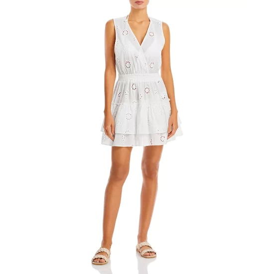 Best deal โค๏ธ AQUA Eyelet Tiered Cover-Up ๐ Dress - 100% Exclusive Ivory โค๏ธ - Image 2