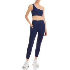 Outlet 🎁 AQUA One Shoulder Sports Bra & 7/8 Medium Compression Leggings - 100% Exclusive Lapis 😉