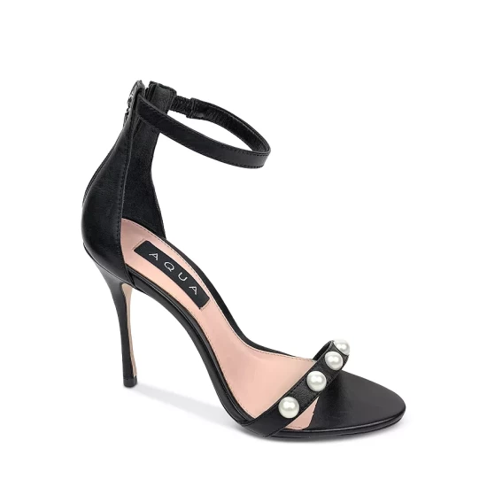 New 💯 AQUA X SCHUTZ 👩 Women's Pearl Ankle Strap High Heel 🩴 Sandals - 100% Exclusive Light Nude ✨