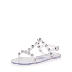 Best Sale 😉 AQUA 👩 Women's Studded Slingback Jelly 🩴 Sandals, 100% Exclusive Transparent 😉