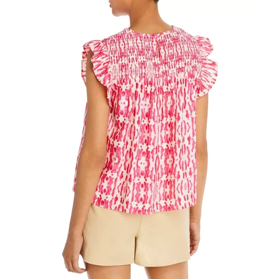 Flash Sale ๐ AQUA Smocked Printed Top - 100% Exclusive Pink/white โจ - Image 3