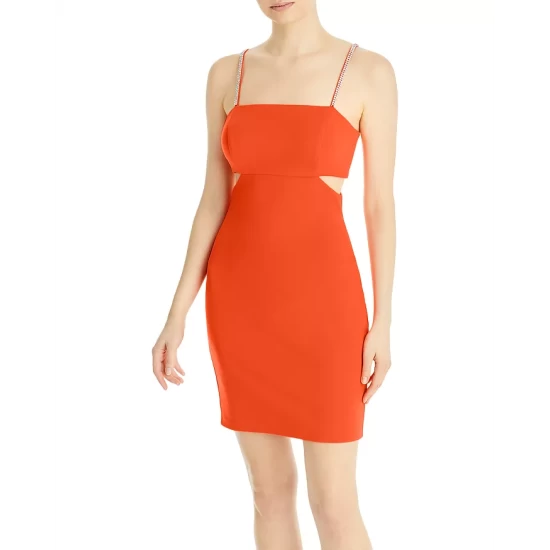 Coupon 🔥 AQUA Scuba Side Cutout Sheath 👗 Dress - 100% Exclusive Orange ✔️