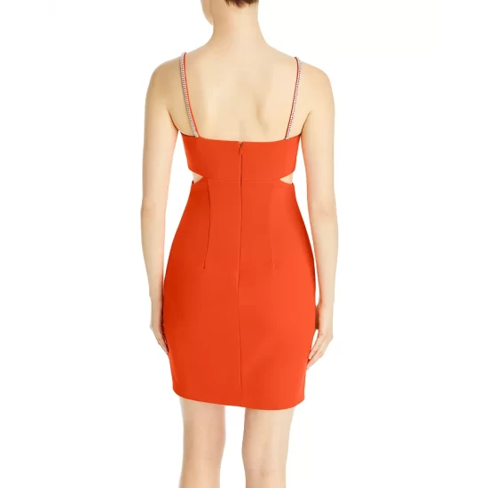 Coupon 🔥 AQUA Scuba Side Cutout Sheath 👗 Dress - 100% Exclusive Orange ✔️ - Image 3