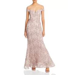 Budget 😍 AQUA Off The Shoulder Floral Soutache Lace 👗 Dress - 100% Exclusive Taupe ✔️