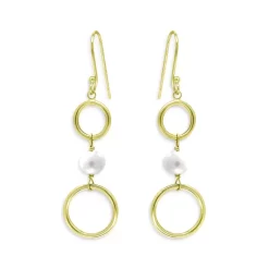 Discount ๐ AQUA Circle Drop Earrings In 18K Gold Plated Sterling Silver - 100% Exclusive White/gold ๐