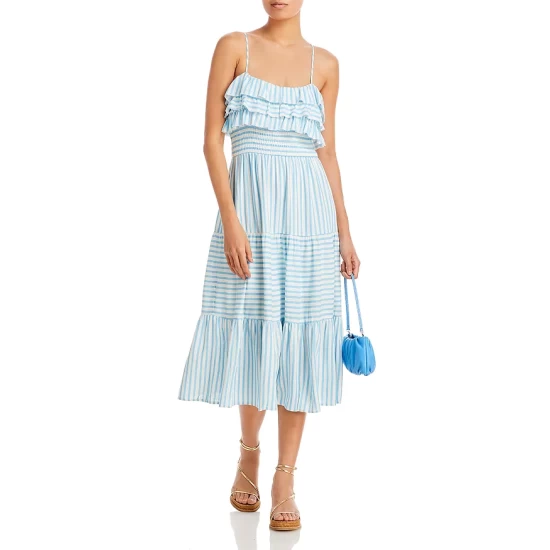 Best deal ✨ AQUA Striped Sleeveless Midi 👗 Dress - 100% Exclusive Sky Blue 🤩 - Image 2