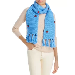Flash Sale π AQUA Cherry AppliquΓ© Waffle Fringe Scarf - 100% Exclusive Blue π