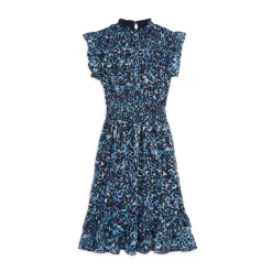 Cheap ๐ AQUA ๐ง Girls' Best Seller Printed Ruffled Midi ๐ Dress, Big Kid - 100% Exclusive Navy ๐