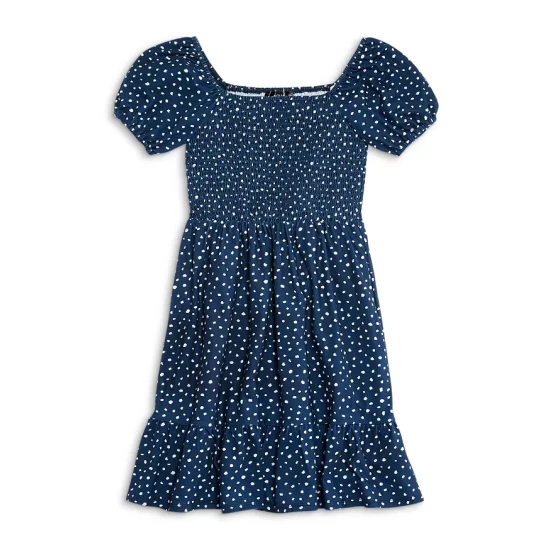 Best Sale β AQUA π§ Girls' Short Sleeve Smocked π Dress, Big Kid - 100% Exclusive Navy/white β