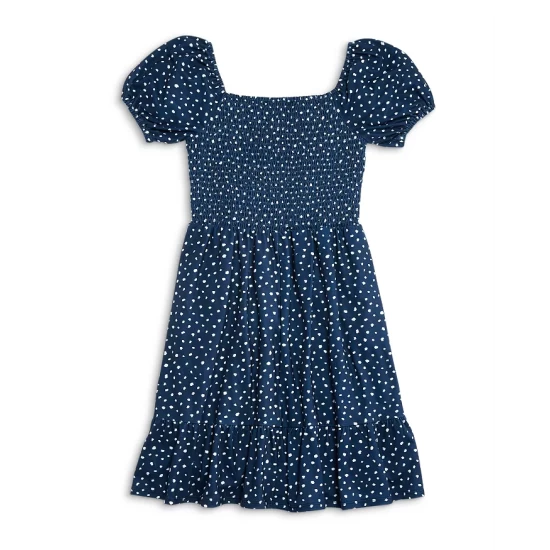 Best Sale β AQUA π§ Girls' Short Sleeve Smocked π Dress, Big Kid - 100% Exclusive Navy/white β - Image 2