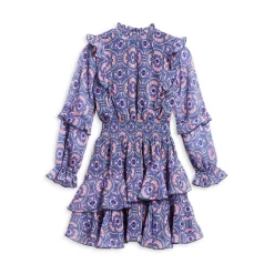Best reviews of 👍 AQUA 👧 Girls' Printed Asymmetrical Ruffle 👗 Dress - Big Kid - 100% Exclusive Navy/pink 👏
