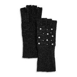 Flash Sale 👍 AQUA Faux Pearl Fingerless Gloves - 100% Exclusive Black/white ✨