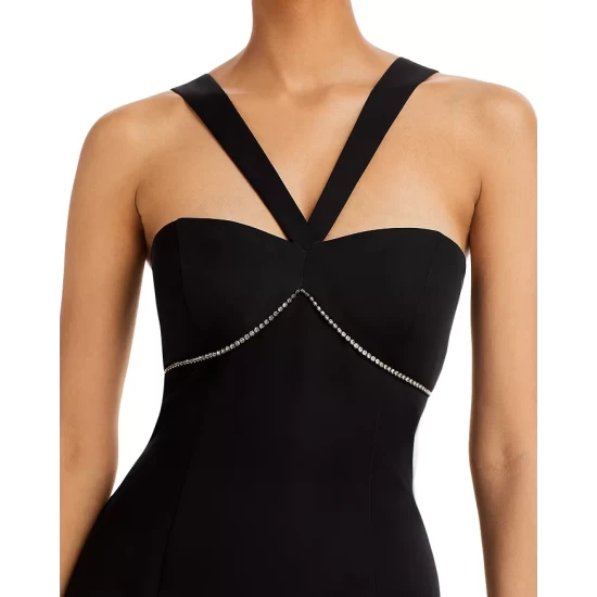 New 🎉 AQUA V Strap Mini Evening 👗 Dress - 100% Exclusive Black ✨ - Image 3