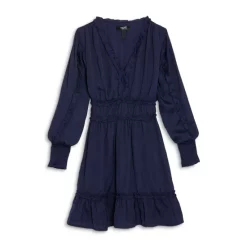 Buy 🛒 AQUA 👧 Girls' Cotton Ruffle Trim 👗 Dress - Big Kid Navy ✨