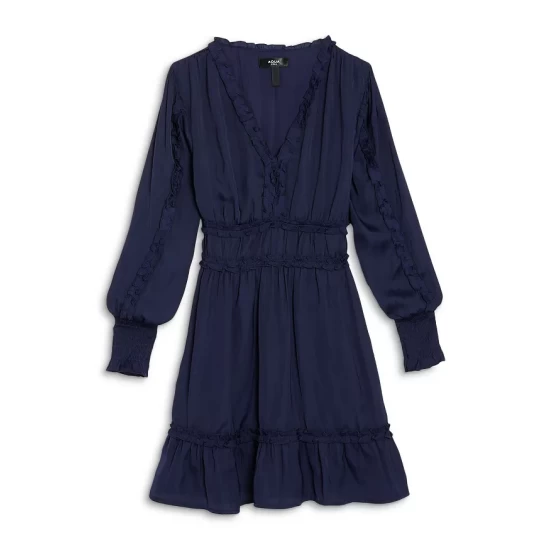 Buy π AQUA π§ Girls' Cotton Ruffle Trim π Dress - Big Kid Navy β¨