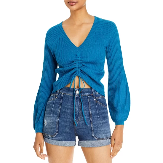 Discount ๐ AQUA Ribbed Drawstring Cashmere Sweater - 100% Exclusive Black ๐คฉ - Image 8