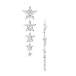 Outlet 🧨 AQUA Pavé Star Linear Drop Earrings In Silver Plated - 100% Exclusive 😀
