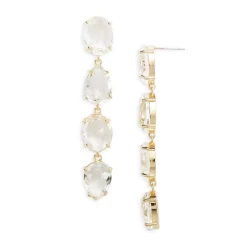 Cheap 🥰 AQUA Clear Stone Linear Earrings - 100% Exclusive Clear/gold 🔔