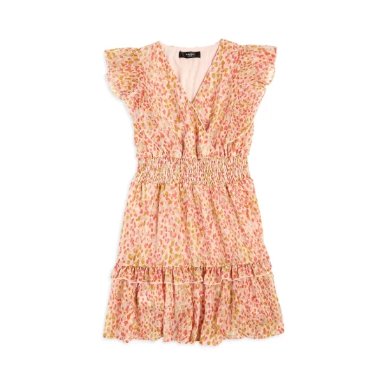 Best reviews of ๐ AQUA ๐ง Girls' Speckle Print Flutter Sleeve ๐ Dress, Little Kid, Big Kid - 100% Exclusive Pink/red ๐