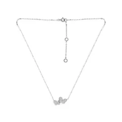 Buy 😉 AQUA Pavé Double Butterfly Pendant Necklace In Sterling Silver, 15.5"-17.5" - 100% Exclusive 🎉