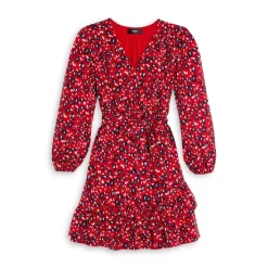 Promo ❤️ AQUA 👧 Girls' Spotted Leopard ITY 👗 Dress - Big Kid - 100% Exclusive Red ⭐