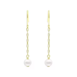 Top 10 😉 AQUA Freshwater Pearl & Paperclip Chain Linear Drop Earrings In 18K Gold Plated Sterling Silver - 100% Exclusive White/gold 💯