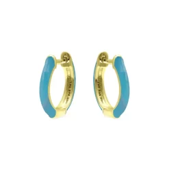 Brand new 🎉 AQUA Enamel Huggie Hoop Earrings - 100% Exclusive Blue/gold 🔔