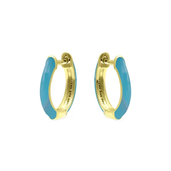 Brand new 🎉 AQUA Enamel Huggie Hoop Earrings - 100% Exclusive Blue/gold 🔔
