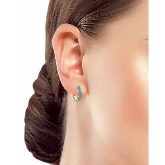 Brand new 🎉 AQUA Enamel Huggie Hoop Earrings - 100% Exclusive Blue/gold 🔔 - Image 2