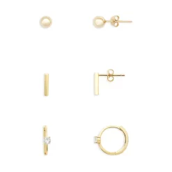 Coupon 🎉 AQUA Cubic Zirconia Stud & Huggie Hoop Earrings, Set Of 3 - 100% Exclusive Gold ⌛