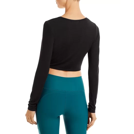 Hot Sale π AQUA Adjustable Ruched Cropped Top - 100% Exclusive Black π₯° - Image 2