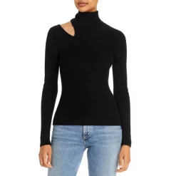 Buy ⭐ AQUA Cutout Turtleneck Cashmere Sweater - 100% Exclusive Black 🎉
