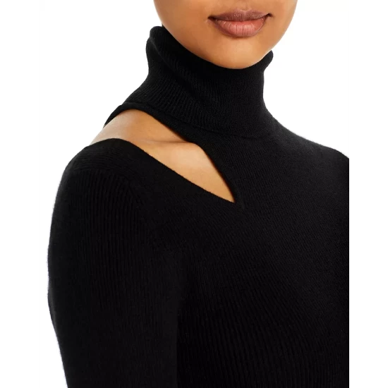 Buy โญ AQUA Cutout Turtleneck Cashmere Sweater - 100% Exclusive Black ๐ - Image 5
