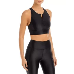 Cheapest 🔔 AQUA High Shine Longline Sports Bra - 100% Exclusive Black 🔥