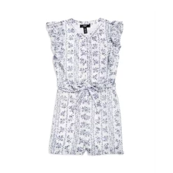 Brand new ๐ฅ AQUA ๐ง Girls' Floral Stripe Romper, Big Kid - 100% Exclusive Blue/white โ๏ธ