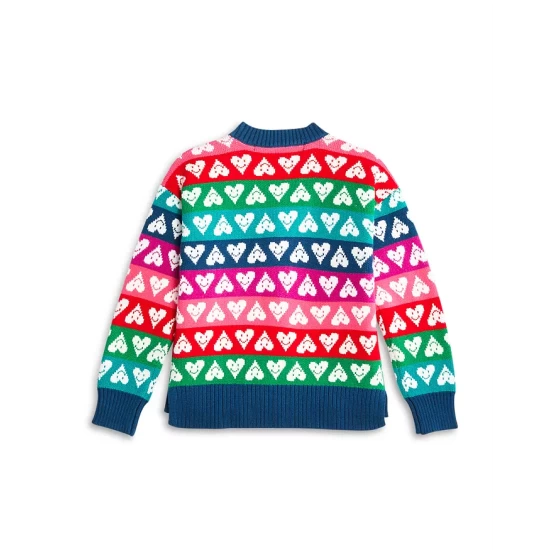 Flash Sale 😉 AQUA 👧 Girls' Smile Hearts Jacquard Cardigan, Big Kid - 100% Exclusive Rainbow Multi ✔️ - Image 2