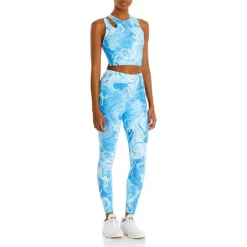 Outlet 😉 AQUA Dream Swirl Longline Sports Bra & Printed High Rise 7/8 Leggings - 100% Exclusive Peach Combo 😍
