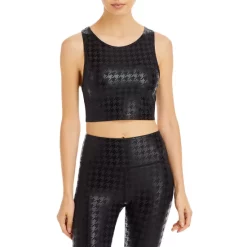 Hot Sale ๐ AQUA Houndstooth Medium Impact Sports Bra - 100% Exclusive Black ๐