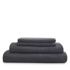 Buy 👏 AQUA Linen Sheet Set, King - 100% Exclusive Fog 😉