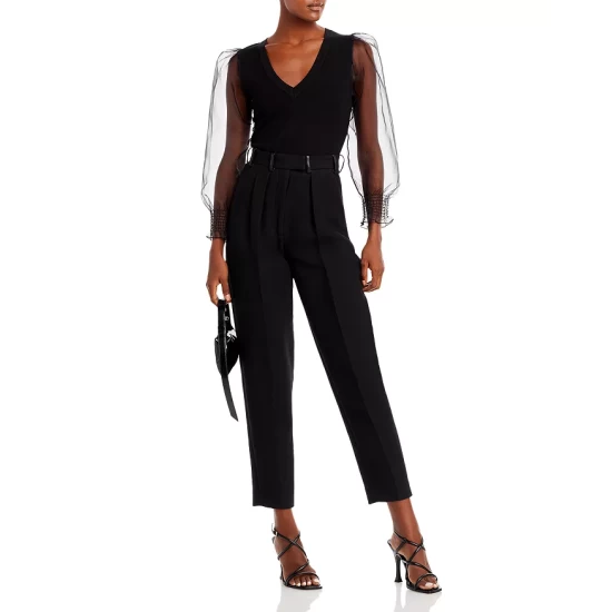 Cheapest 🔔 AQUA Chiffon Balloon Sleeve Top - 100% Exclusive Black ⌛ - Image 3