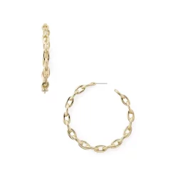 Wholesale 🎉 AQUA Plain Link Hoop Earrings - 100% Exclusive Gold 🛒