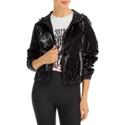 Cheap ๐ AQUA Cropped Hooded Windbreaker - 100% Exclusive Black ๐